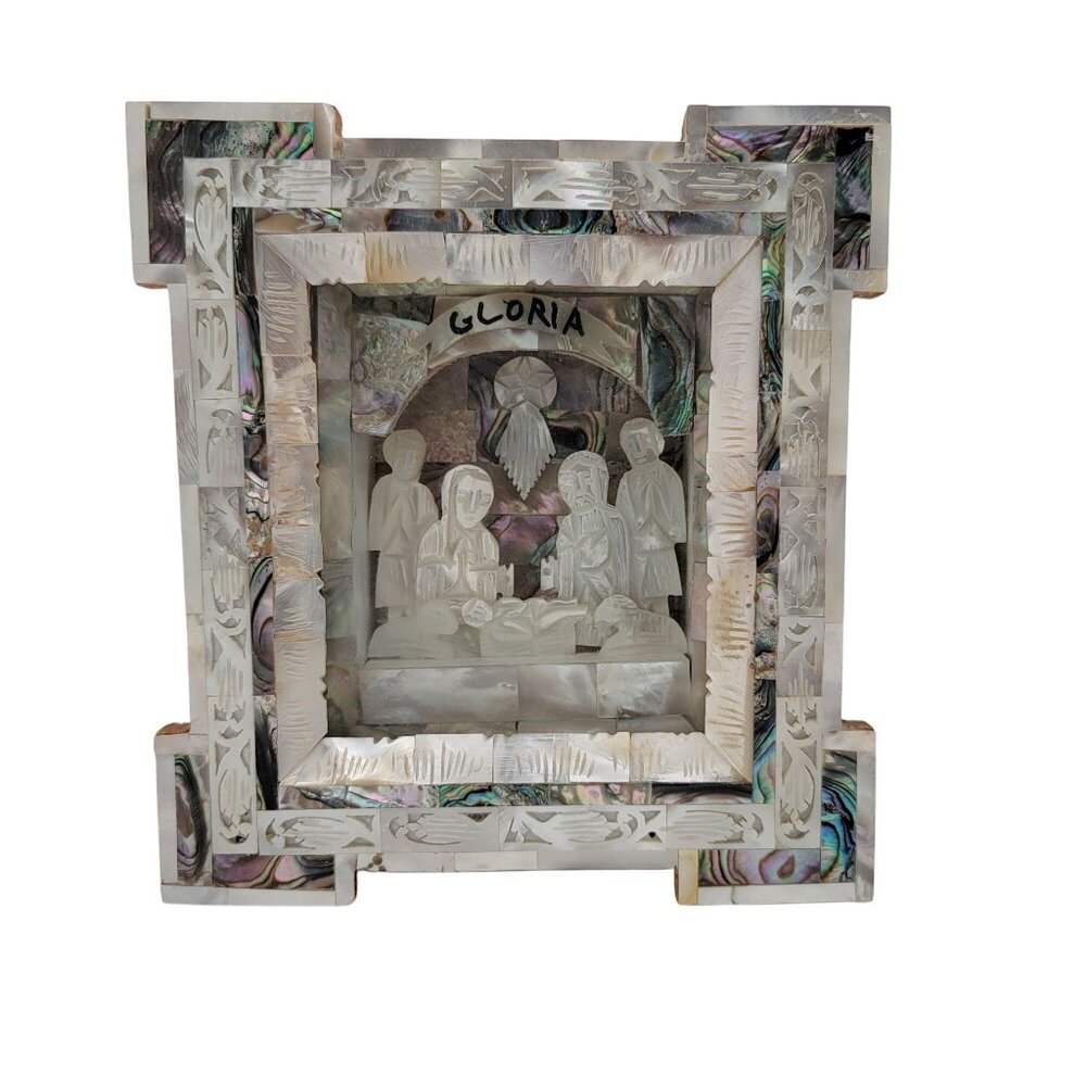 Antique Carved Mother of Pearl Nativity